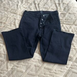 J. Crew High-Rise Crop Flare Jeans in Deep Blue